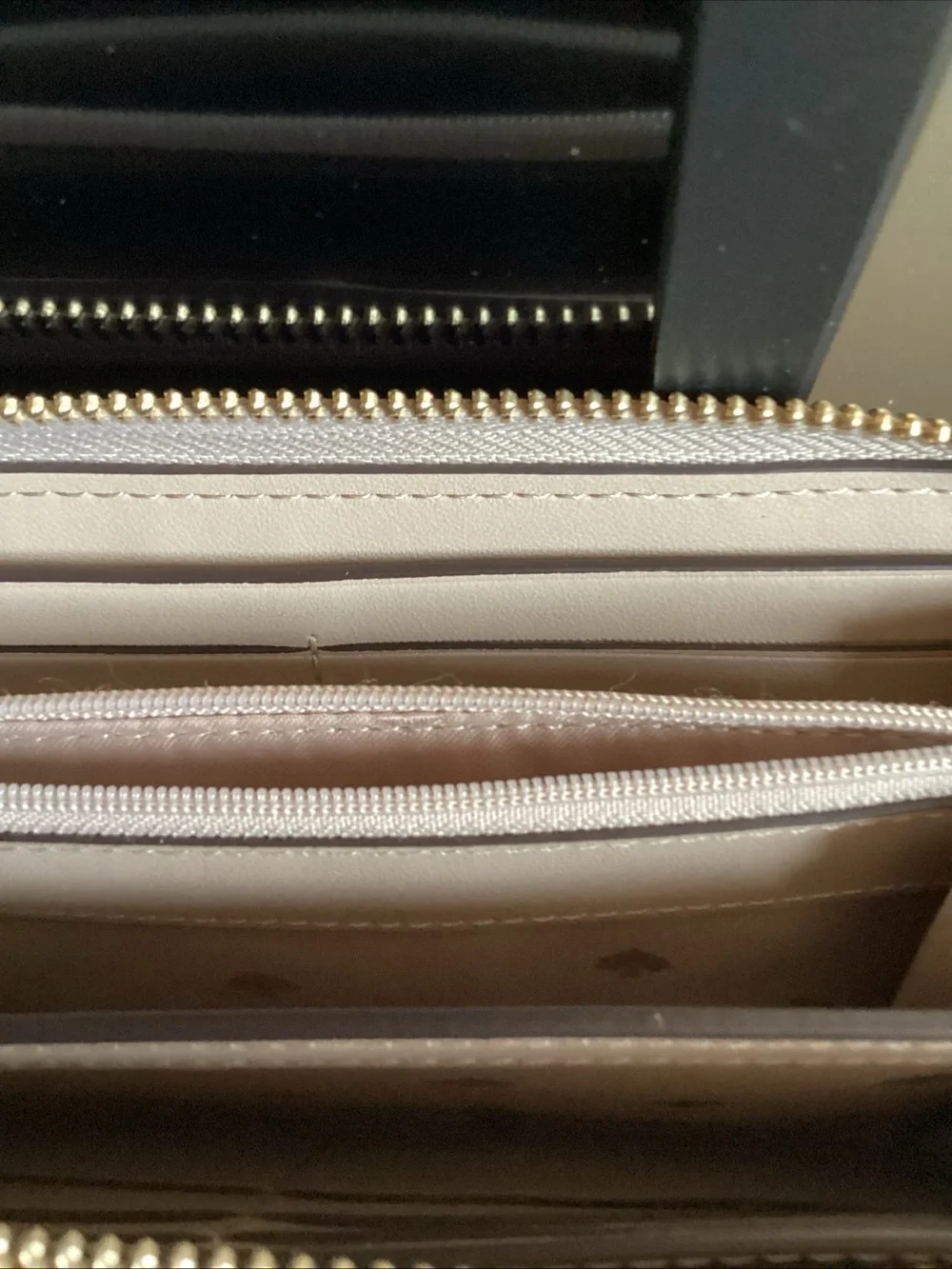 kate spade Two-Tone Pebbled Leather Zip Wallet in Taupe & Cream